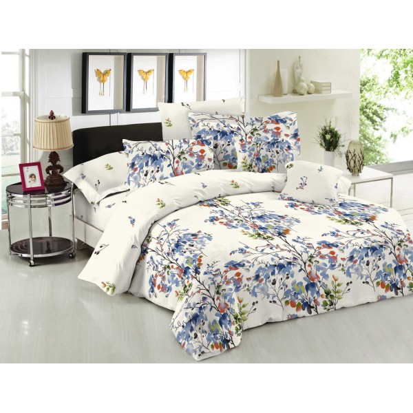 Ζεύγος Μαξιλαροθήκες Polycotton Εμπριμέ 50x70εκ. Nature Blue Komvos Home 7000139-72