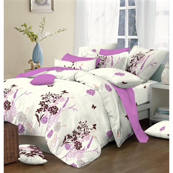 Ζεύγος Μαξιλαροθήκες Polycotton Εμπριμέ 50x70εκ. Primavera Lilac Komvos Home 7000139-71