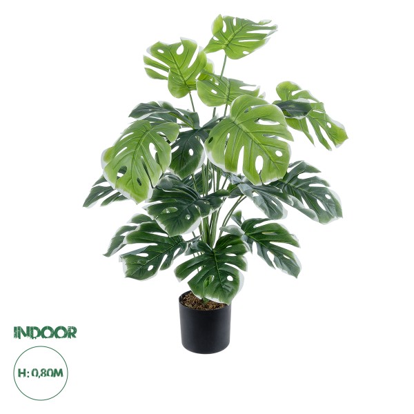 GloboStar® Artificial Garden MONSTERA 20924 Διακοσμητικό Φυτό Μονστέρα Υ80cm