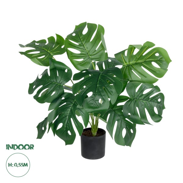 GloboStar® Artificial Garden MONSTERA 20934 Διακοσμητικό Φυτό Μονστέρα Υ55cm