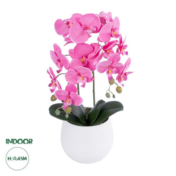 GloboStar® Artificial Garden PINK ORCHID 21116 Διακοσμητικό Φυτό Ροζ Ορχιδέα Υ45cm