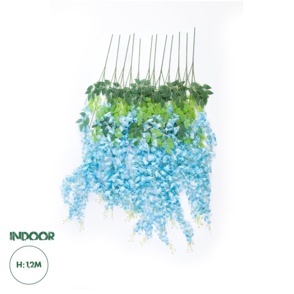 GloboStar® Artificial Garden BLUE WISTERIA FLOWER BRANCH 21515 Σετ 12 Τεχνητά Διακοσμητικά κλαδιά Βιστέριας Μπλέ Φ45 x Υ120cm