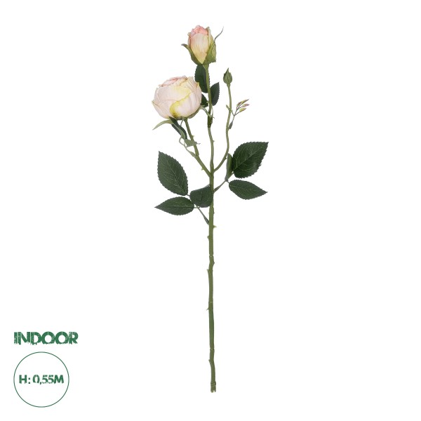 GloboStar® Artificial Garden CHAMPAGNE DAMASK CLIMBING ROSE BRANCH 21198 Τεχνητό Διακοσμητικό Κλαδί Τριαντάφυλλο Σαμπανιζέ Y55cm