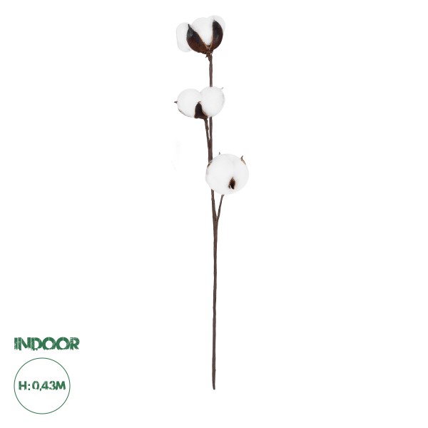 GloboStar® Artificial Garden COTTON BRANCH 20493 Τεχνητό Διακοσμητικό Κλαδί βαμβάκι Υ40cm