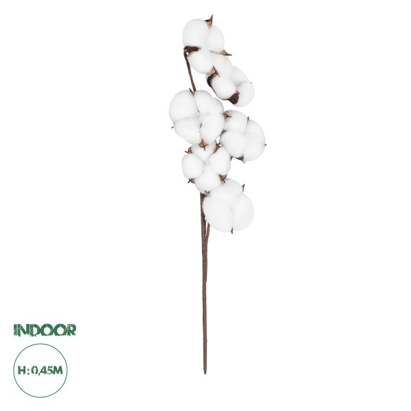 GloboStar® Artificial Garden COTTON BRANCH 20558 Τεχνητό Διακοσμητικό Κλαδί βαμβάκι Υ45cm