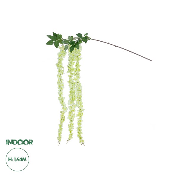 GloboStar® Artificial Garden GREEN WISTERIA FLOWER BRANCH 21520 Τεχνητό Διακοσμητικό κλαδί Βιστέρια Πράσινο Φ45 x Υ120cm