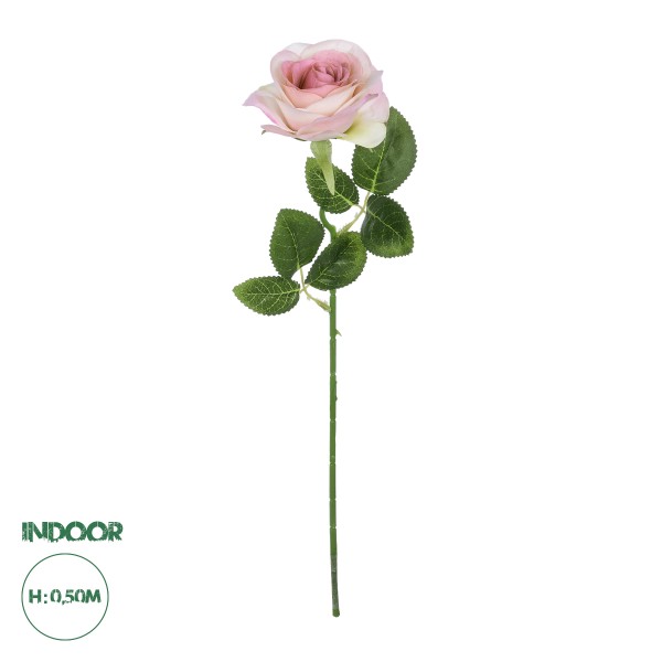 GloboStar® Artificial Garden LIGHT PINK ROSE  BRANCH 21137 Τεχνητό Διακοσμητικό Κλαδί Ανοιχτό ΡοζΤριαντάφυλλο Y50cm