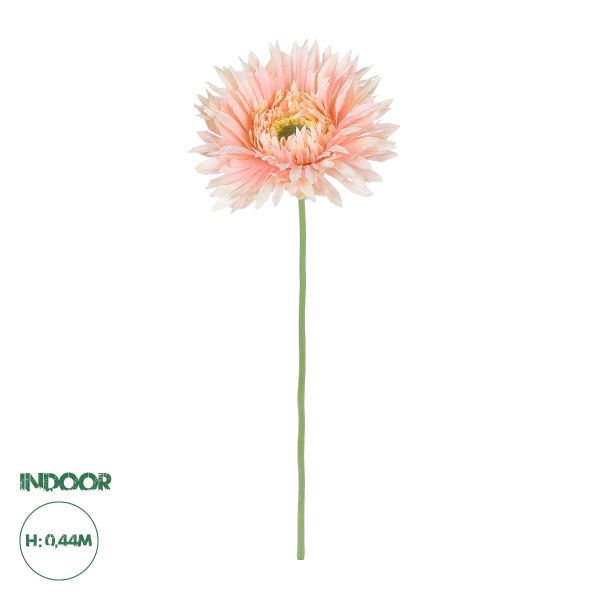 GloboStar® Artificial Garden PINK GERBERA  BRANCH 21105 Τεχνητό Διακοσμητικό Κλαδί Ζέρμπερας Ροζ Y44cm