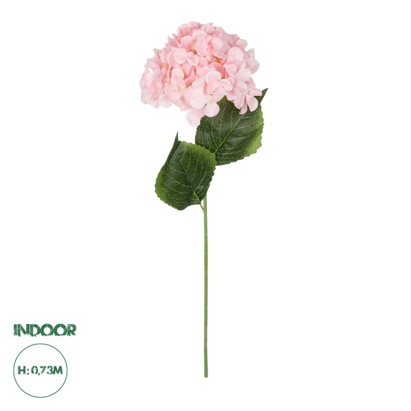 GloboStar® Artificial Garden PINK HYDRANGEA BRANCH 21143 Τεχνητό Διακοσμητικό Κλαδί ΡοζΟρτανσίας Y73cm