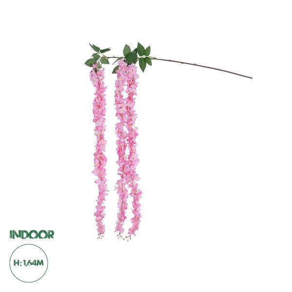 GloboStar® Artificial Garden PINK WISTERIA FLOWER BRANCH 21518 Τεχνητό Διακοσμητικό κλαδί Βιστέρια Ροζ Φ45 x Υ120cm