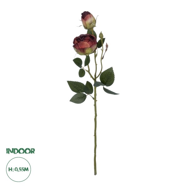 GloboStar® Artificial Garden RED DAMASK CLIMBING ROSE BRANCH 21197 Τεχνητό Διακοσμητικό Κλαδί Τριαντάφυλλο Κόκκινο Y55cm