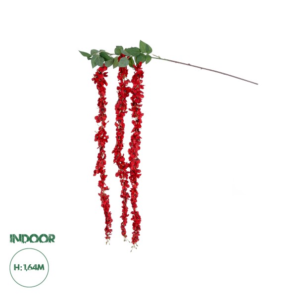 GloboStar® Artificial Garden RED WISTERIA FLOWER BRANCH 21519 Τεχνητό Διακοσμητικό κλαδί Βιστέρια Κόκκινο Φ45 x Υ120cm