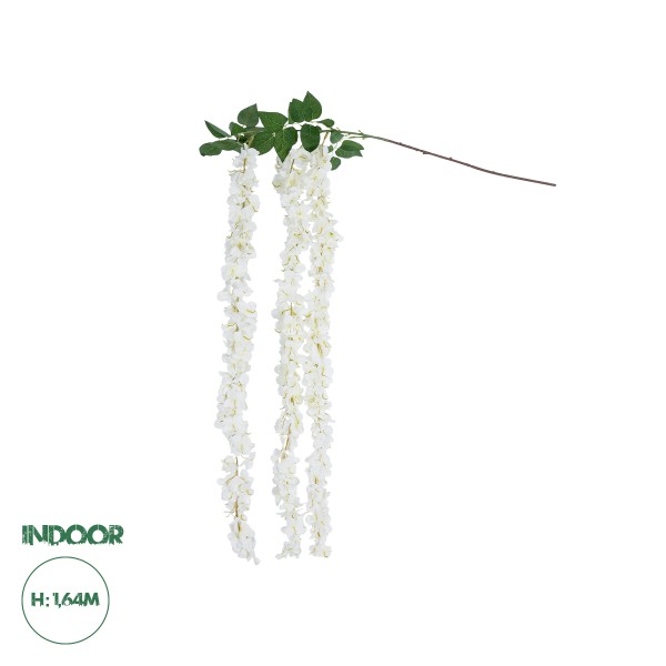 GloboStar® Artificial Garden WHITE WISTERIA FLOWER BRANCH 21516 Τεχνητό Διακοσμητικό κλαδί Βιστέρια Λευκό Φ45 x Υ120cm