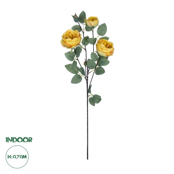 GloboStar® Artificial Garden YELLOW CLIMBING ROSE BRANCH 21186 Τεχνητό Διακοσμητικό Κλαδί Τριαντάφυλλο Κίτρινο Y70cm