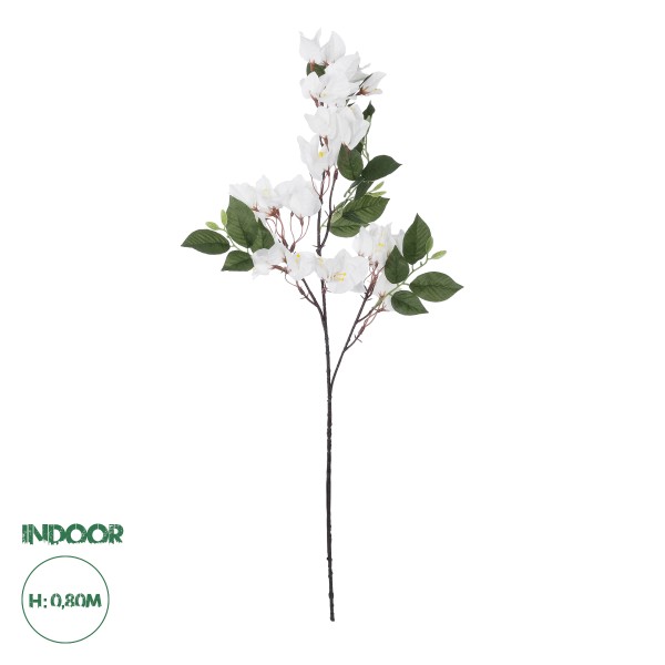 GloboStar® Artificial Garden BOUGAUVILLEA BRANCH 20648 Τεχνητό Διακοσμητικό Κλαδί Μπουκανβίλιας Λευκή Y80cm