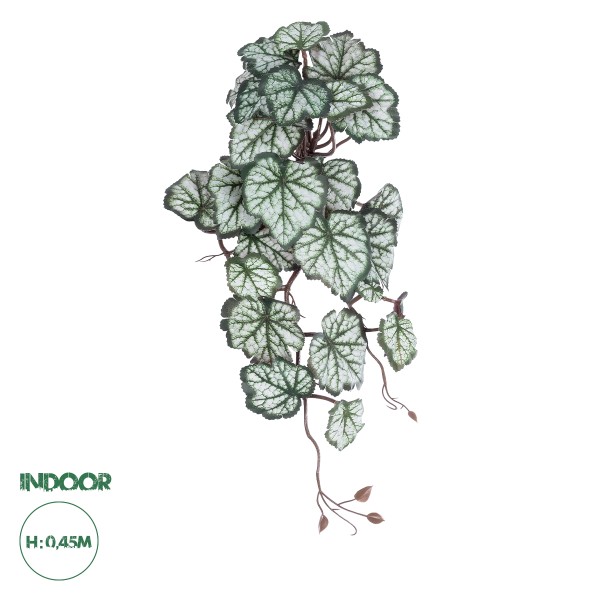 GloboStar® Artificial Garden REX BEGONIA HANGING PLANT 20604 Τεχνητό Διακοσμητικό Κρεμαστό Φυτό Βιγόνια Υ45cm