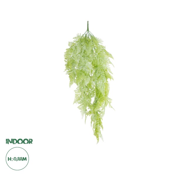 GloboStar® Artificial Garden HANGING FERN 20806 Τεχνητό Διακοσμητικό Κρεμαστό Φυτό Φτέρη Μ40 x Π20 x Υ88cm