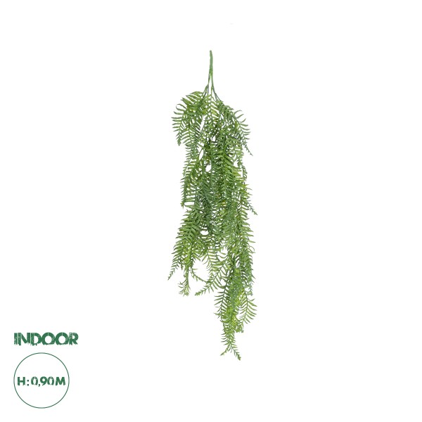 GloboStar® Artificial Garden HANGING FERN 20861 Τεχνητό Διακοσμητικό Κρεμαστό Φυτό Φτέρη Μ28 x Π15 x Υ90cm