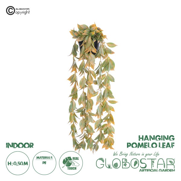 GloboStar® Artificial Garden HANGING POMELO LEAF 20871 - Τεχνητό Κρεμαστό Διακοσμητικό Φυτό Φύλλο Πομέλο  Φ17 x Y50cm