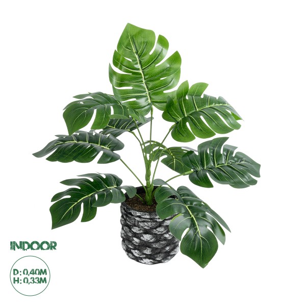 GloboStar® Artificial Garden MONSTERA 20893 Τεχνητό Διακοσμητικό Φυτό Μονστέρα Φ40 x Υ33cm