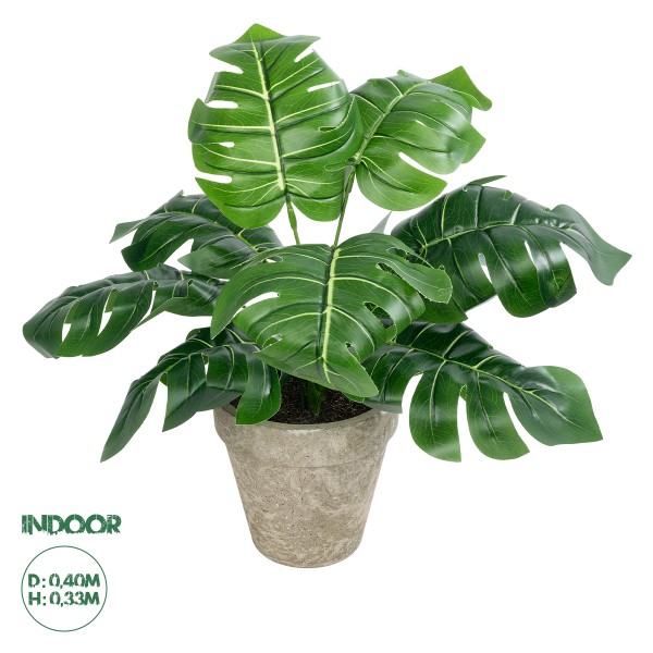 GloboStar® Artificial Garden MONSTERA POTTED PLANT 20895 Διακοσμητικό Φυτό Μονστέρα Φ40 x Υ33cm