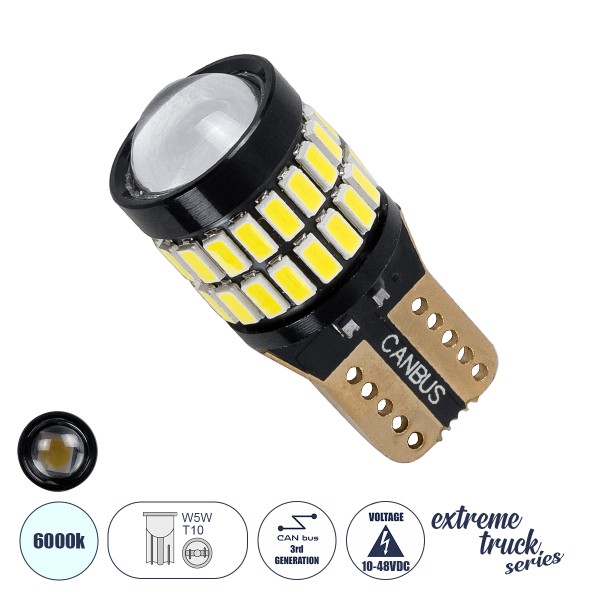 GloboStar® T10 81510 Λάμπα Αυτοκίνητου & Φορτηγού 4014 36SMD WITH 3030 1SMD NON POLAR CANBUS 1.8W 359LM DC10V-48V IP20 Ψυχρό Λευκό 6000K