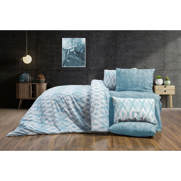 Παπλωματοθήκη Polycotton Υπέρδιπλη 220x240εκ. Ευδοξία 481 Petrol DimCol