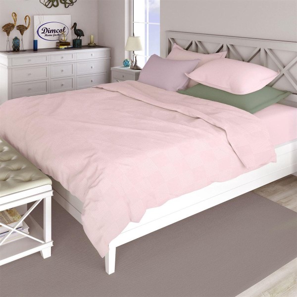 Κουβέρτα Πικέ Βαμβακερή King 240x250εκ. Pink DimCol