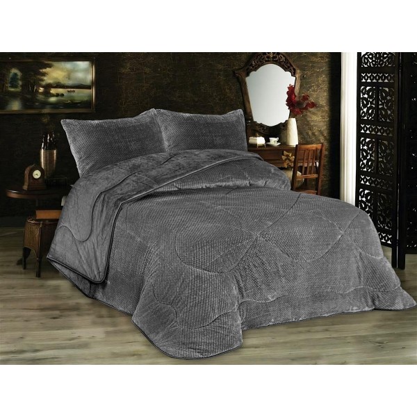 Κουβερτοπάπλωμα Popcorn Fleece Μονό 160x220εκ. Black-Grey 1950 DimCol