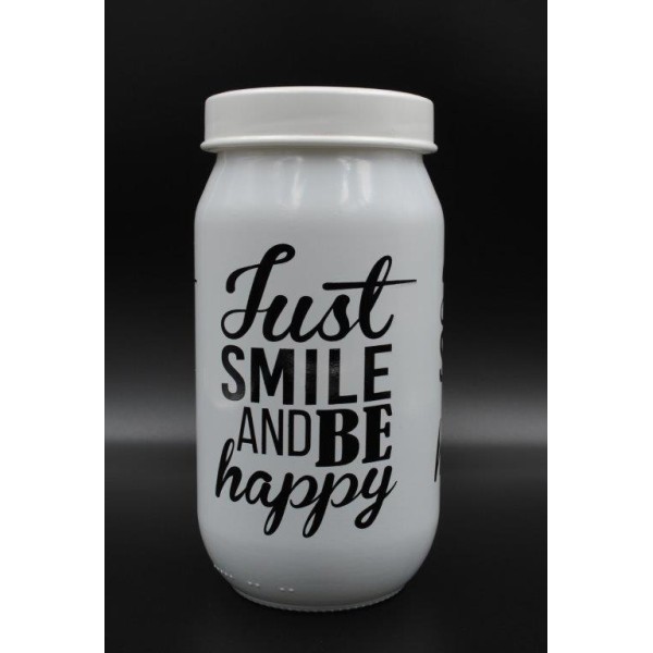 Δοχείο Κουζίνας Γυάλινο 1000ml Just Smile Veltihome 21-14637 White