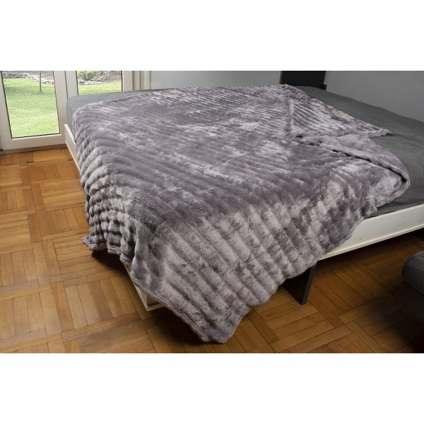 Κουβέρτα Coral Fleece Polyester Μονή 160x220εκ. Ριγέ 16 Grey DimCol