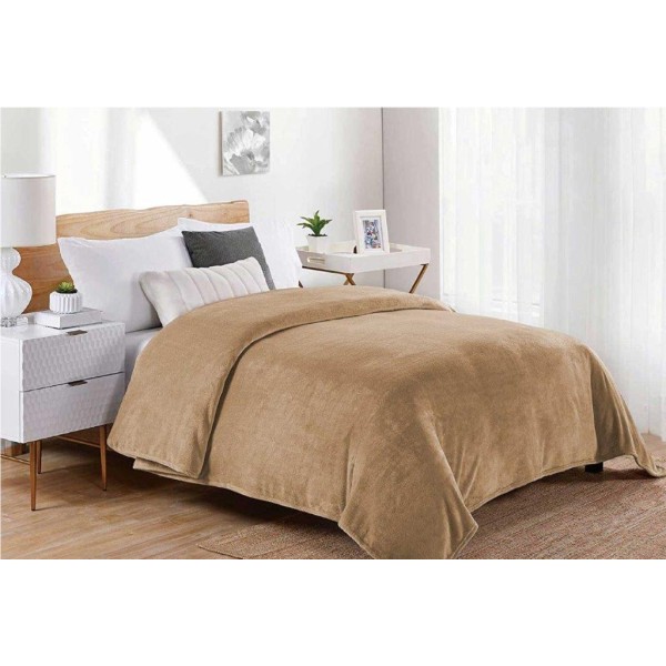 Κουβέρτα Coral Fleece Polyester Υπέρδιπλη 220x240εκ. Μονόχρωμη 02 Beige DIMcol