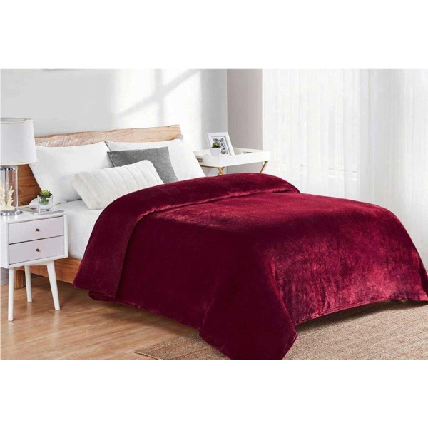 Κουβέρτα Coral Fleece Polyester Υπέρδιπλη 220x240εκ. Μονόχρωμη 04 Bordeaux DIMcol