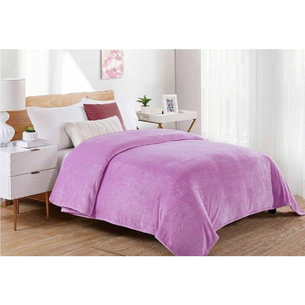 Κουβέρτα Coral Fleece Polyester Υπέρδιπλη 220x240εκ. Μονόχρωμη 05 Lilac DIMcol