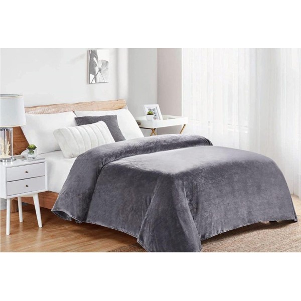 Κουβέρτα Coral Fleece Polyester Υπέρδιπλη 220x240εκ. Μονόχρωμη 06 Grey DIMcol