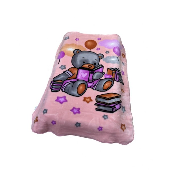 Κουβέρτα Κούνιας Βελουτέ Polyester 110x140εκ. Studying Bear 37 Pink DimCol