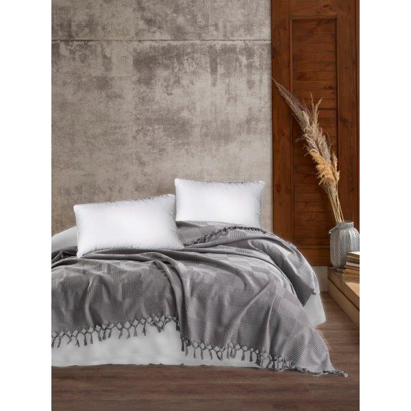 Κουβέρτα Πικέ Βαμβακερή Υπέρδιπλη 220x240εκ. Jacquard Grey DimCol