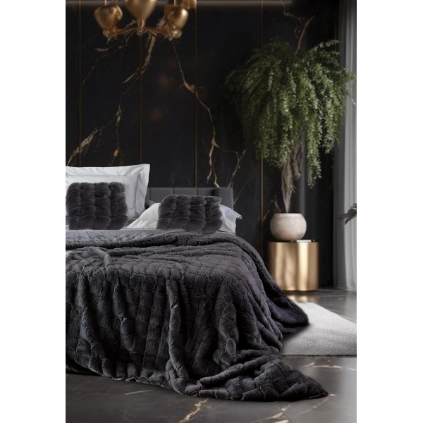 Κουβερτοπάπλωμα King 240x260εκ. Fur1 Dark Grey Square Makis Tselios