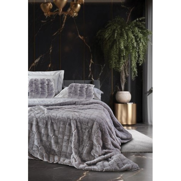 Κουβερτοπάπλωμα King 240x260εκ. Fur2 Light Grey Square Makis Tselios