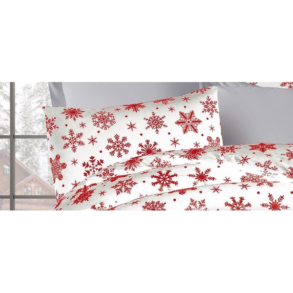 Μαξιλαροθήκη Φάκελος Polycotton 50x70εκ. Snowflake 462 White-Red DimCol