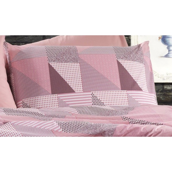 Μαξιλαροθήκη Φανελένια 50x70εκ. Εμπριμέ Geometrical 331 Pink-Salmon Dimcol