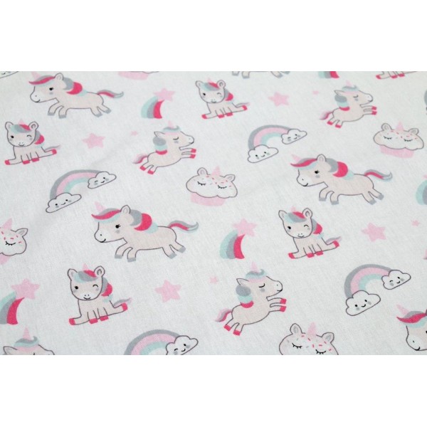 Πάνα Χασές Βαμβακερή Bebe 80x80εκ. Unicorn 108 White-Pink DIMcol