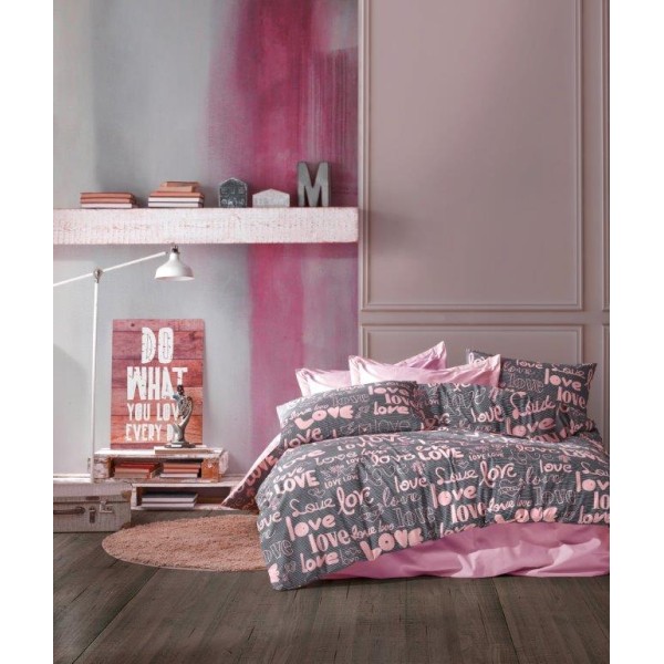 Πάπλωμα Polycotton Υπέρδιπλο 220x240εκ. Αγάπη 299 Grey-Lila Dimcol