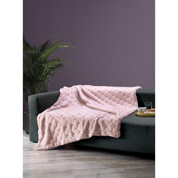 Ριχτάρι Faux Fur-Polyester Διθέσιος 180x250εκ. & Μαξιλαροθήκη Pavia2 Pink Makis Tselios