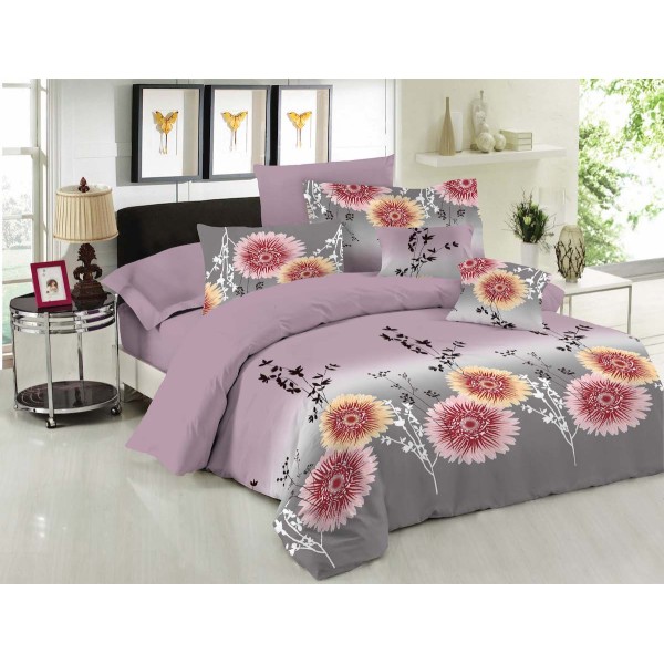 Σετ Πάπλωμα Βαμβακερό Μονό 160x240εκ. Le Blanc Chrysanthemum Lilac 7010374-15