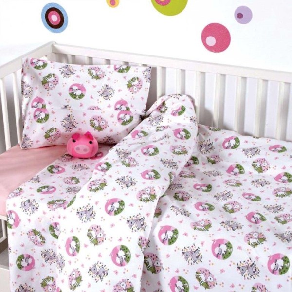 Σετ Σεντόνια Βαμβακερά Bebe 120x160εκ. Elvin Pink Sb home	