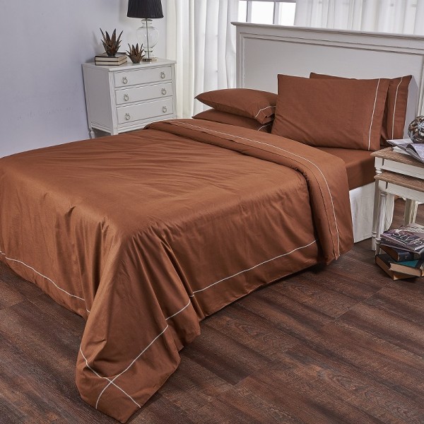 Σετ Σεντόνια Βαμβακερά Μονά 175x270εκ. Arcobaleno Bello Chocolate 19V69