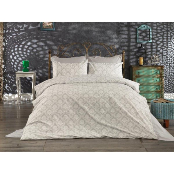 Σετ Σεντόνια Εμπριμέ Polycotton King 240x270εκ. Οφηλία 276 Grey DimCol