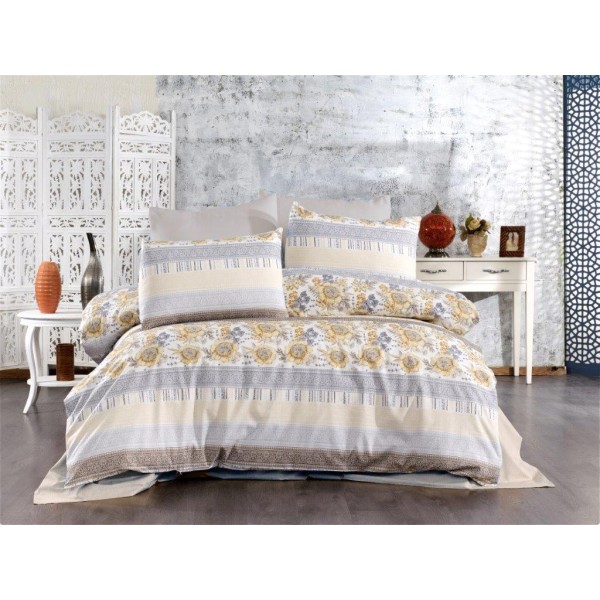 Σετ Σεντόνια Polycotton King 240x270εκ. Ηλιαχτίδα 370 Grey-Beige Dimcol