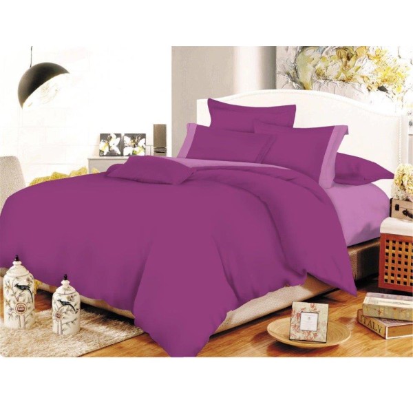 Σετ Σεντόνια Polycotton Μονά 160x240εκ. Με Φάσα Mauve-Lilac